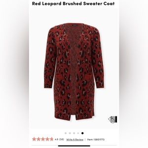 NWOT/EUC torrid leopard red sweater cardigan/coat